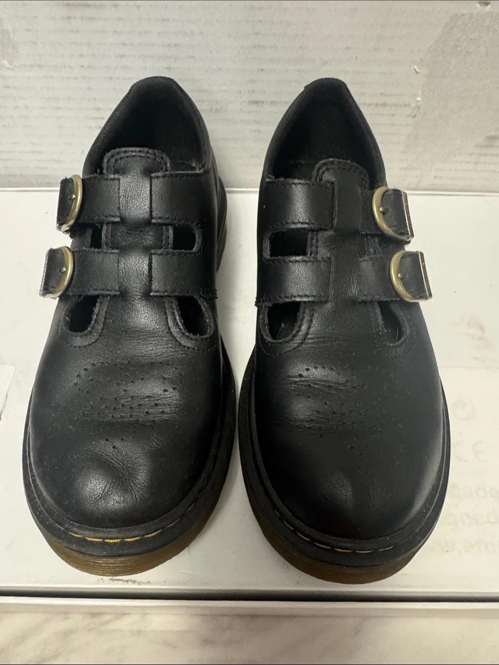 Dr. Martens Black Kids Double Buckle Mary Jane Moccasins